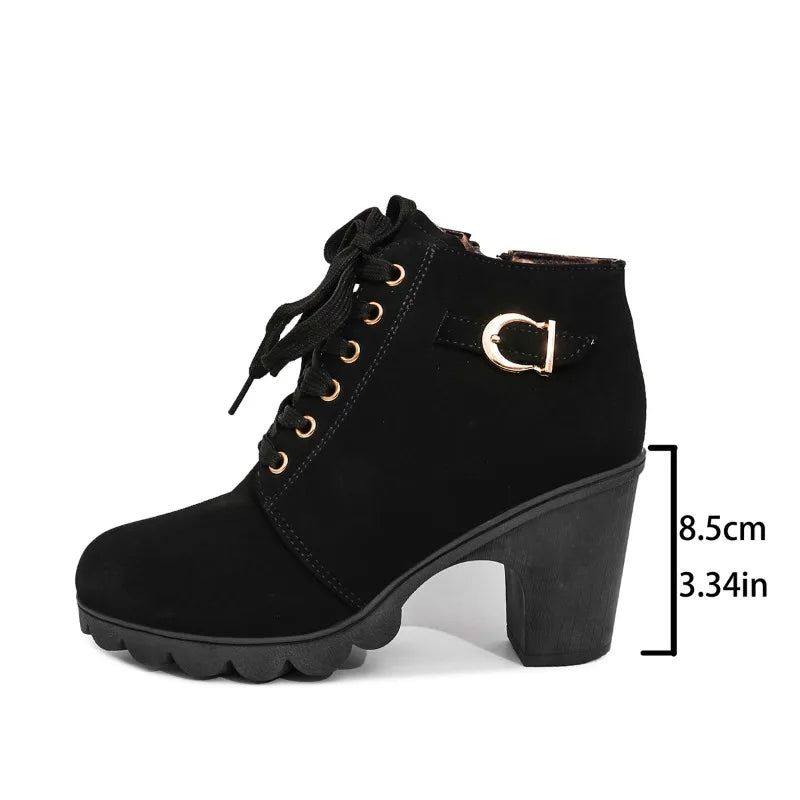 Catkamadev Winter Ankle Boots Heels