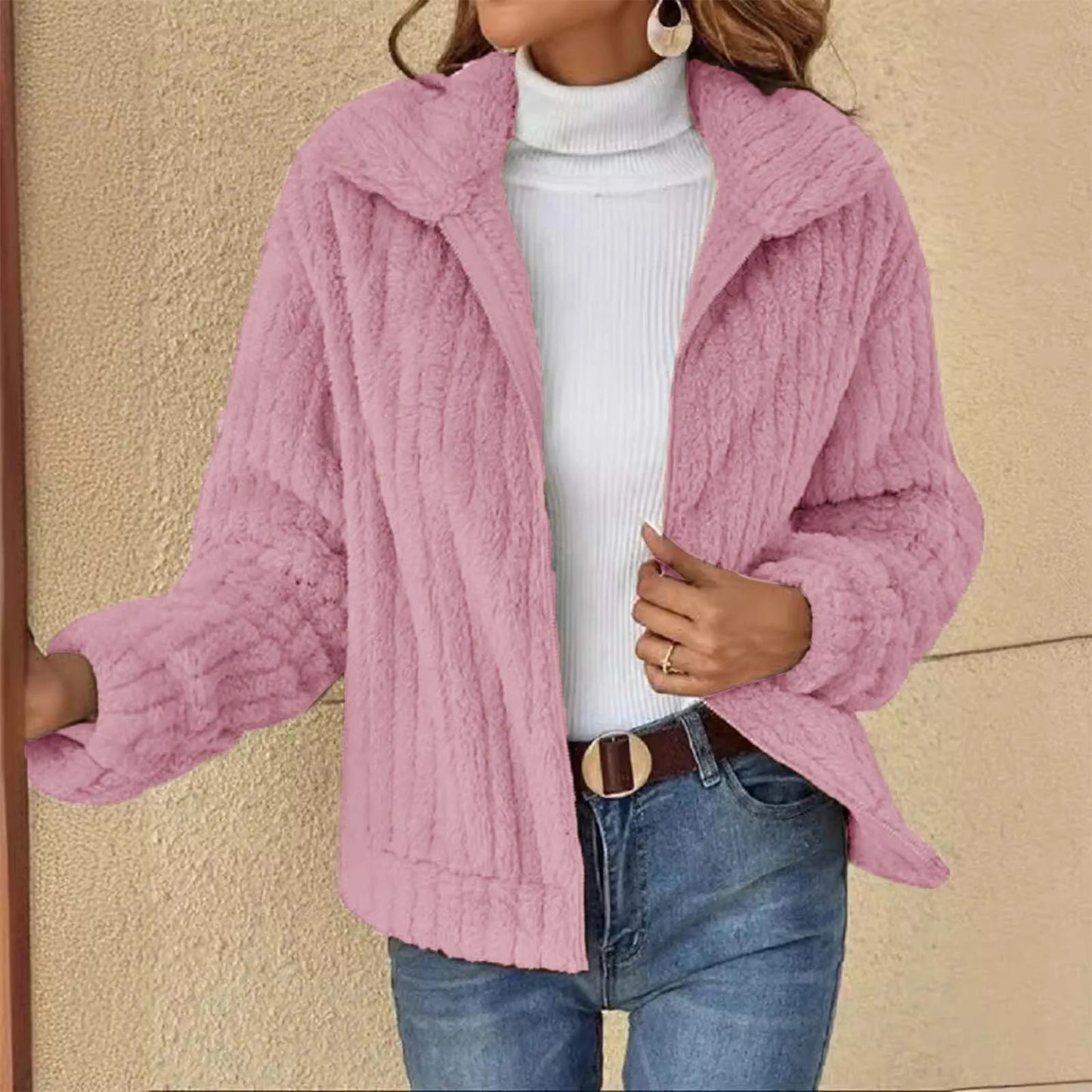 Plush Collar Short Jacket Cardigan