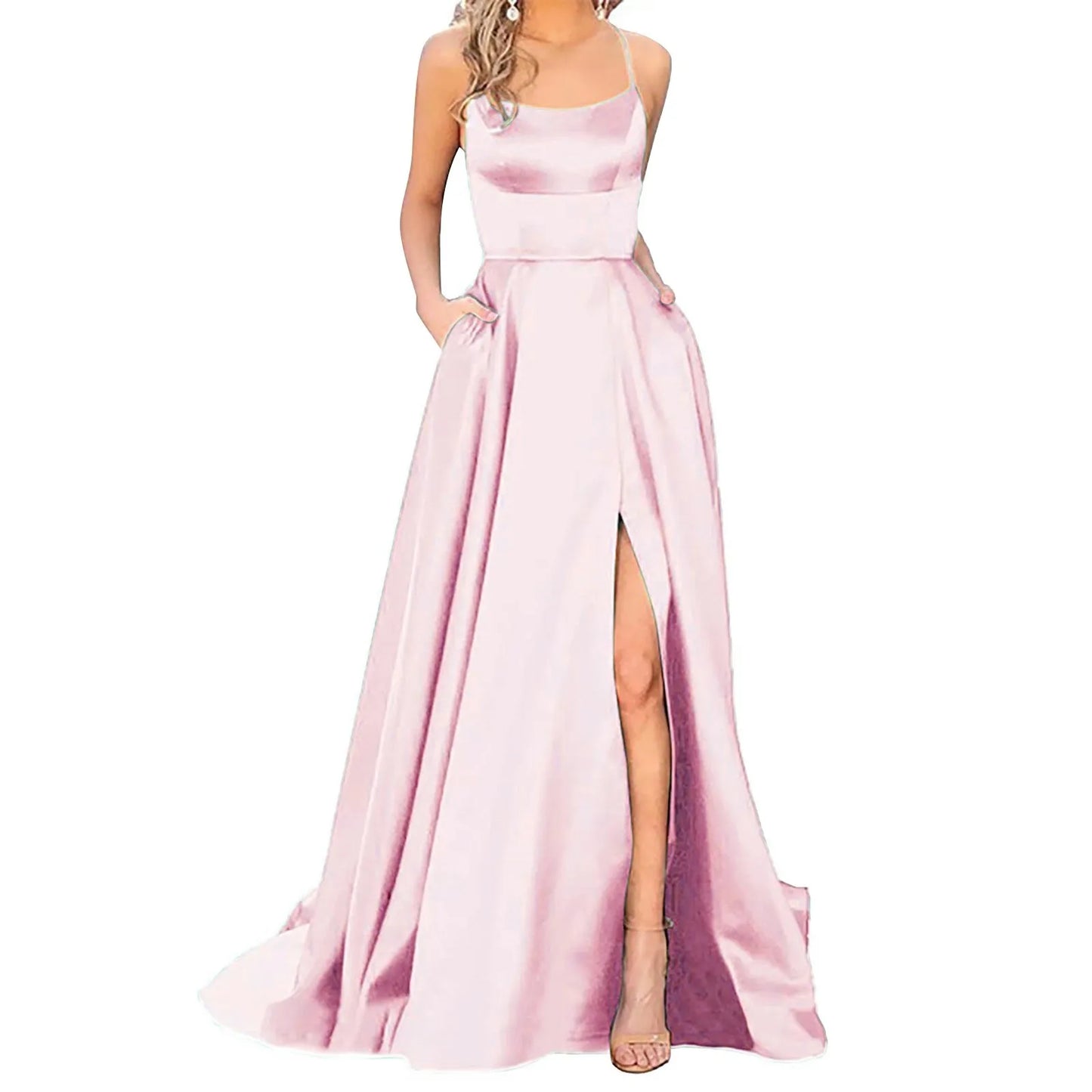 Sexy Pink Satin Dress