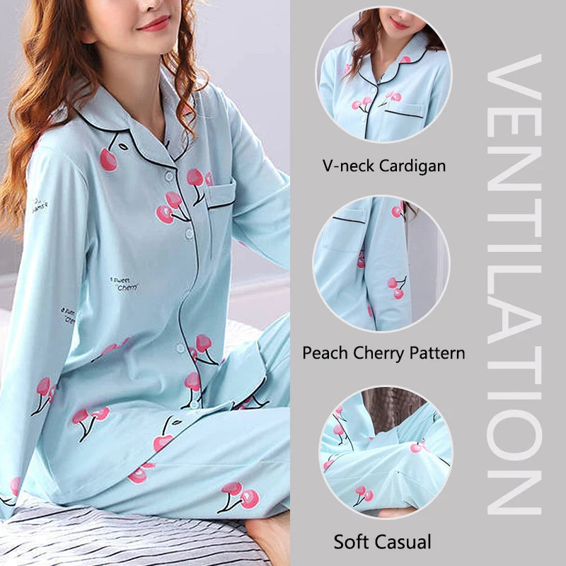 Pajamas Set V-Neck Trousers