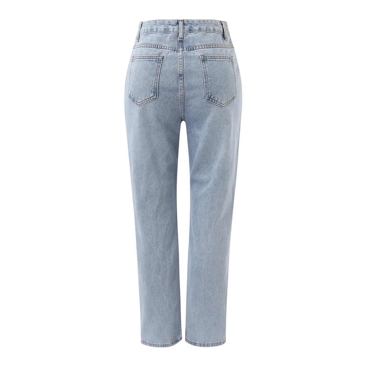 Elastic Denim Pocket Jeans Pants