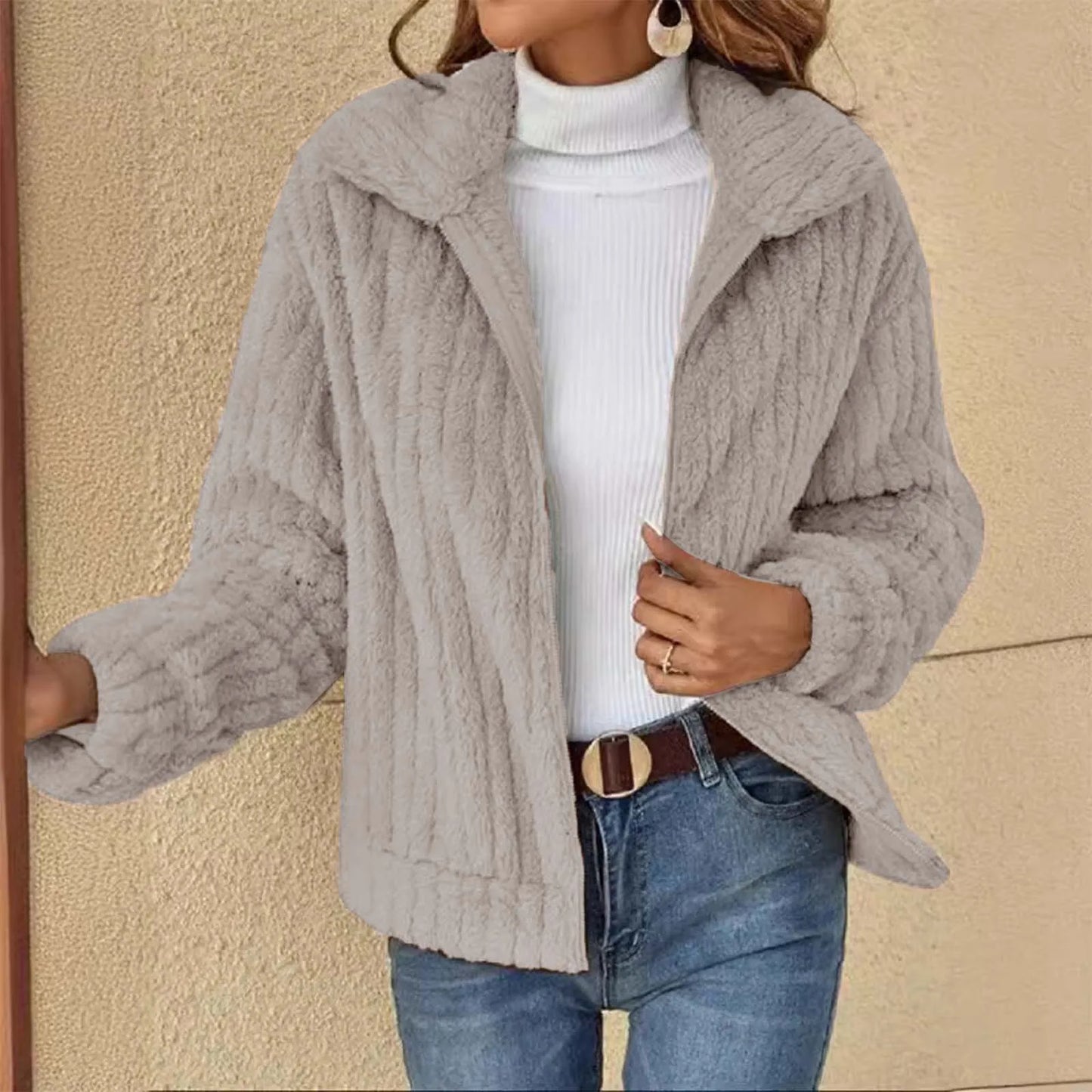 Plush Collar Short Jacket Cardigan