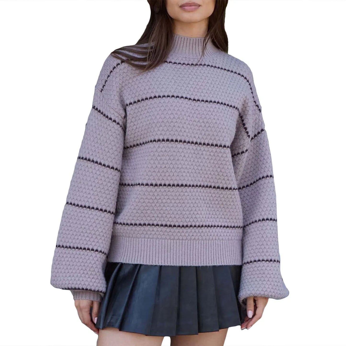 Ladies Oversized Knit Color Sweater