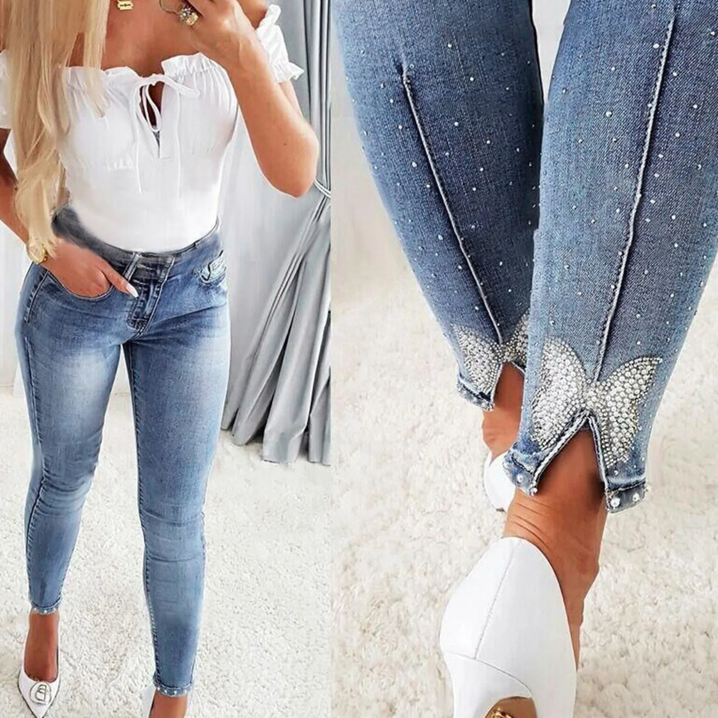 Women's High Waist Denim Pants