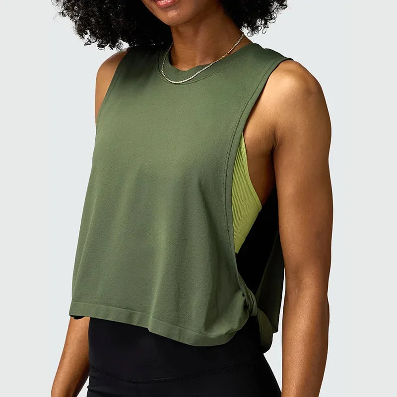 Solid Running Vest Crop Top