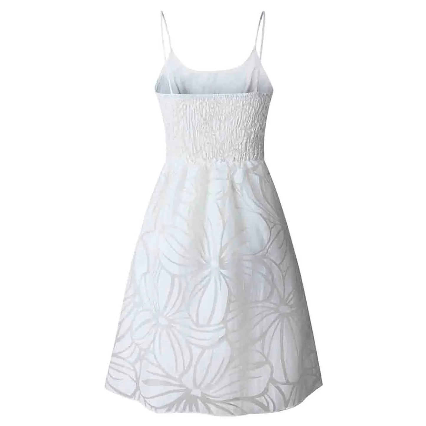 Elegant White Jacquard Holiday Party Dress