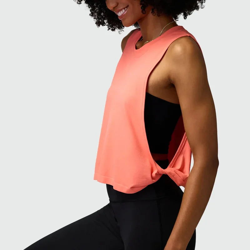 Solid Running Vest Crop Top