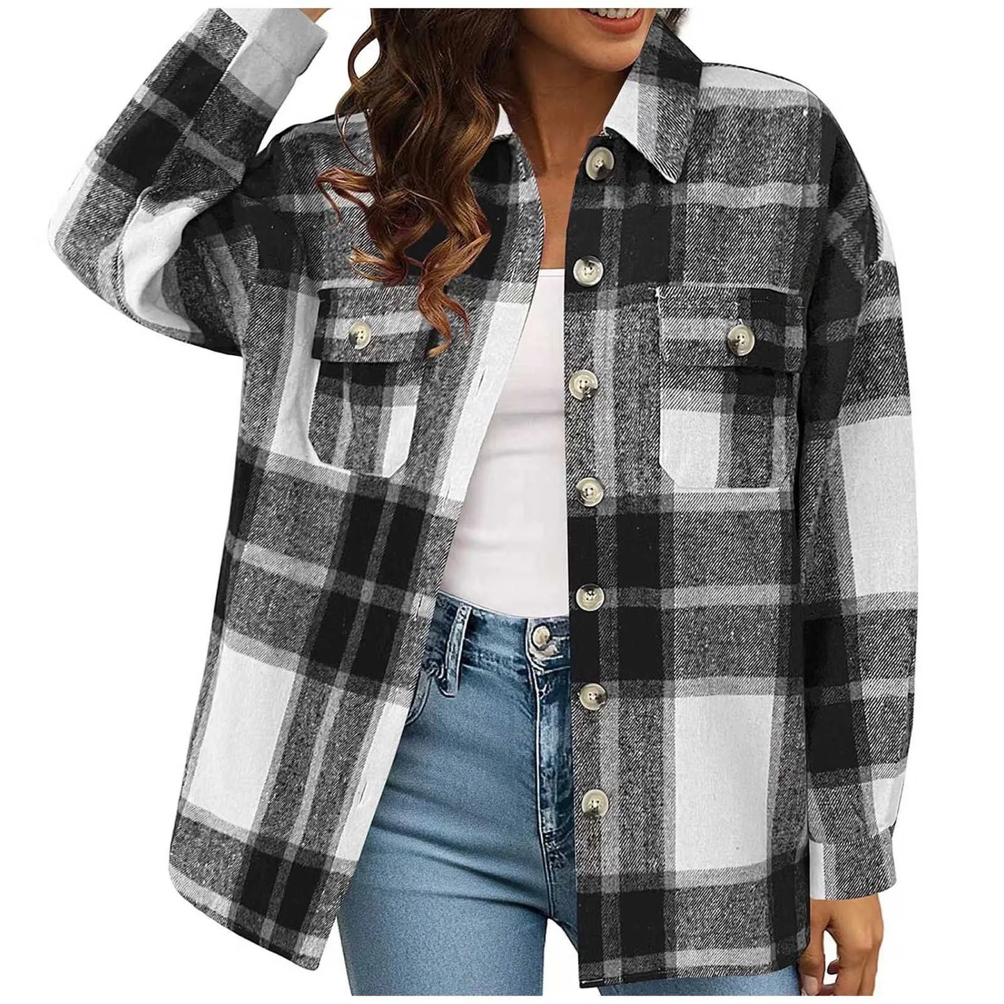 Retro Plaid Shacket Jacket