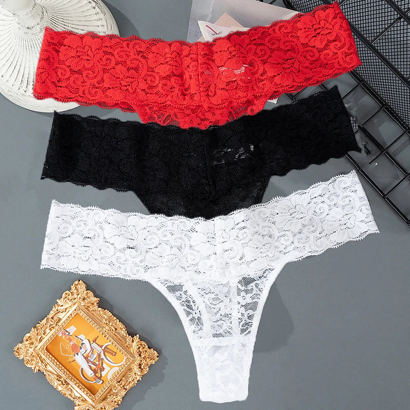 3Pcs Lace Floral Panties