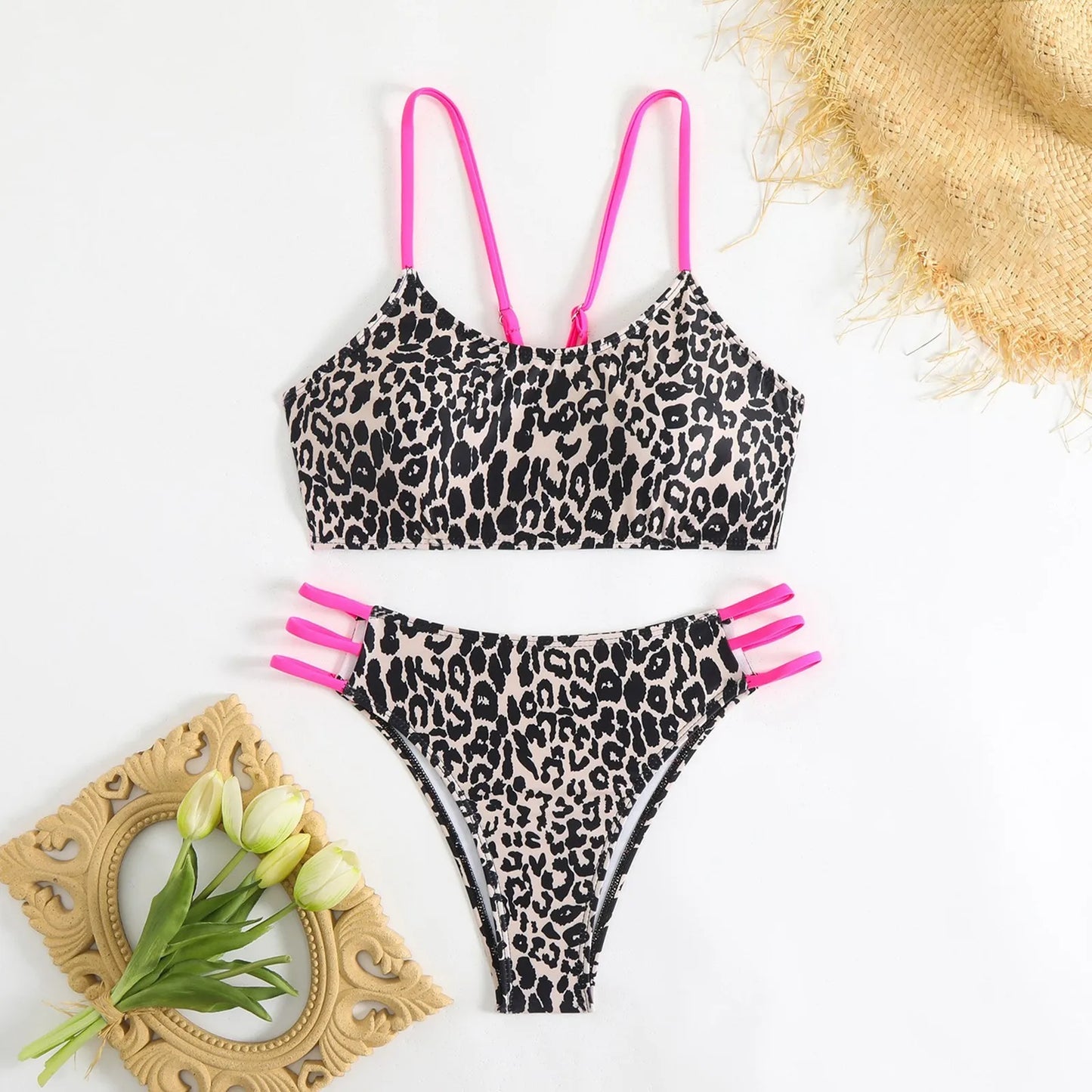 Sexy Leopard Bandeau Bikini Push