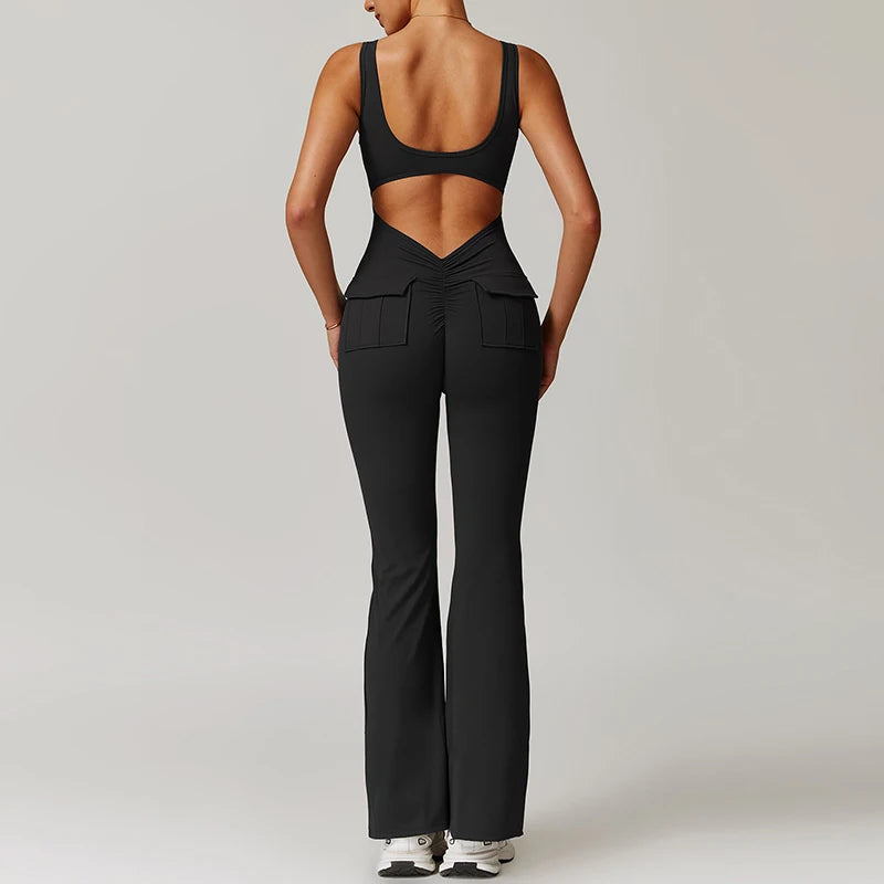 Backless Sports One Piece Jumpsuit