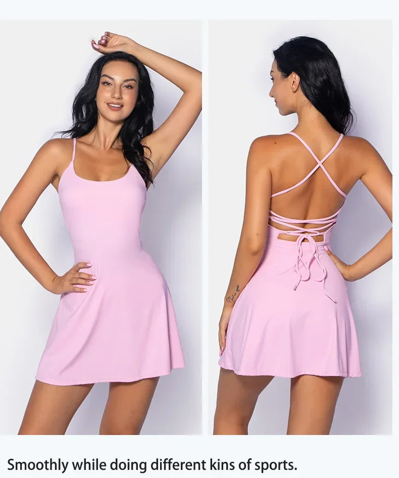 S-Xl Back Cross Tennis Dress