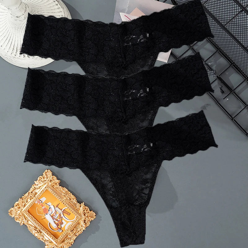 3Pcs Lace Floral Panties