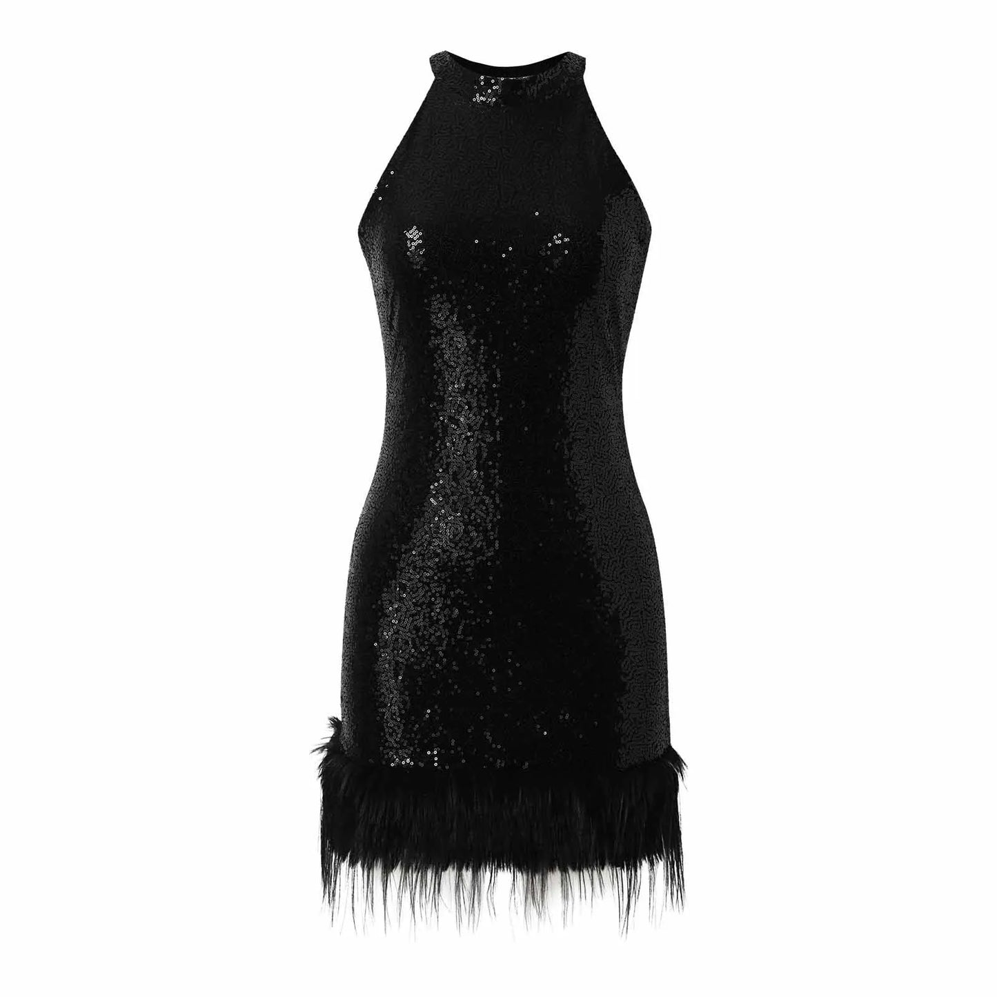 Sexy Halter Sequin Party Mini Dress