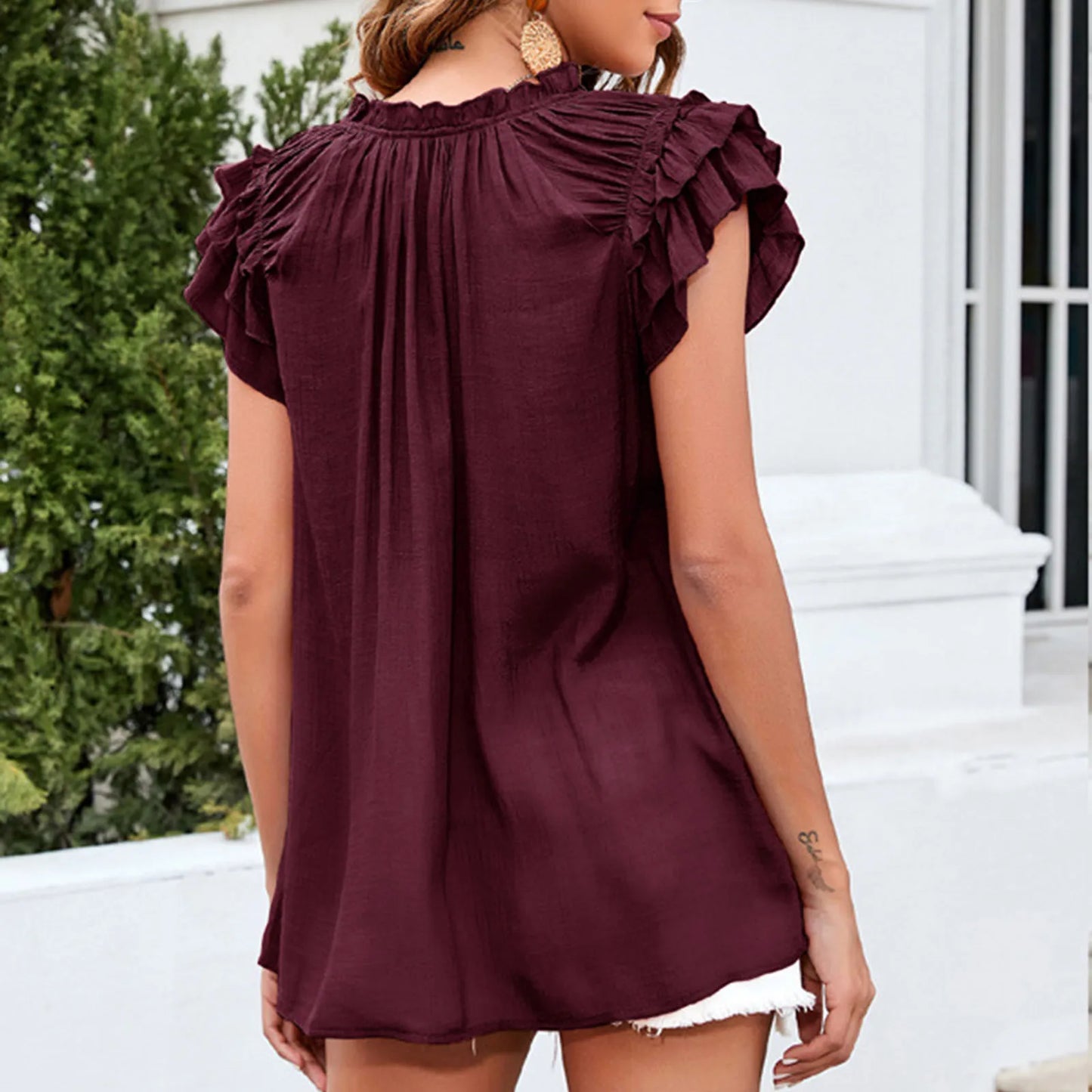 Layered Ruffles Short Sleeve Shirt