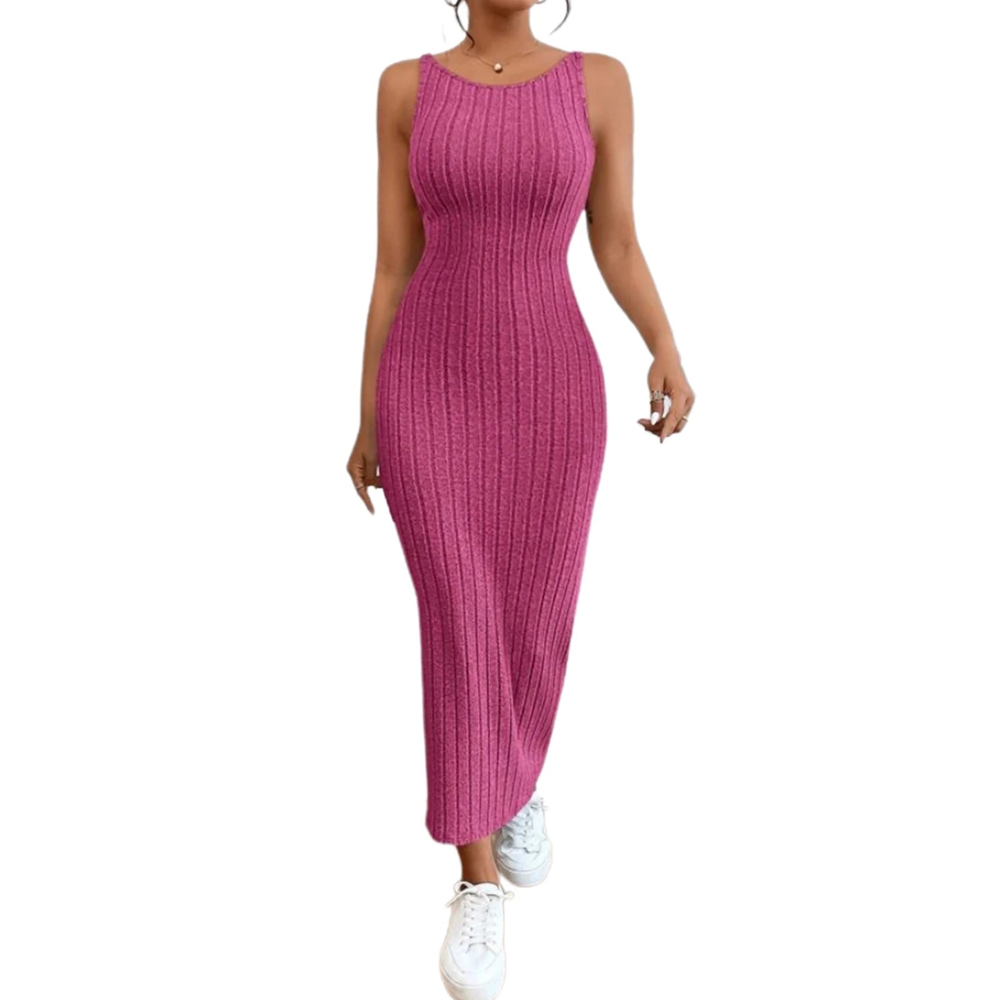 Knitted Sleeveless Backless Dress