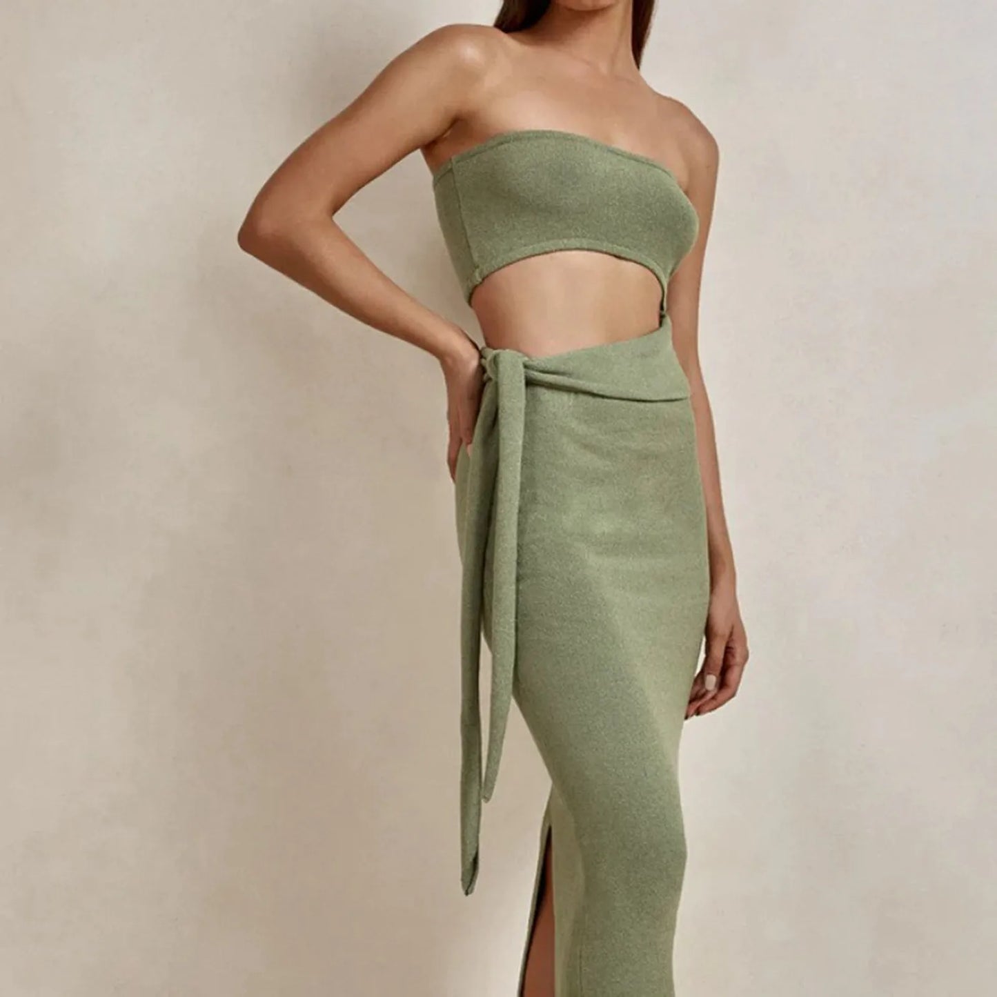 Women's Sexy Strapless Two Piece Dress