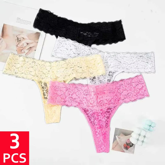 3Pcs Lace Floral Panties