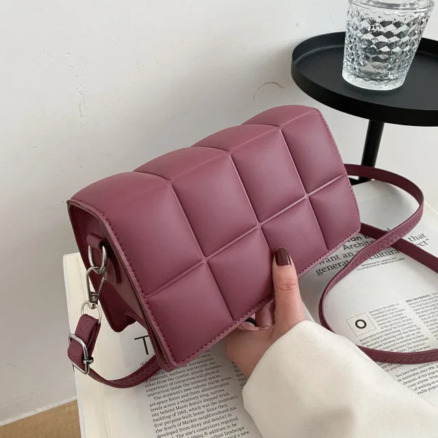 Solid Color Shoulder Handbag