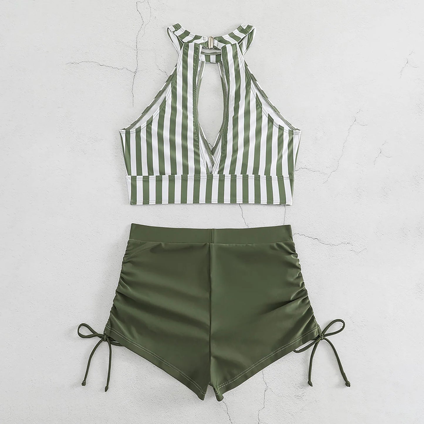 Summer Striped Swimsuits Tankini Shorts