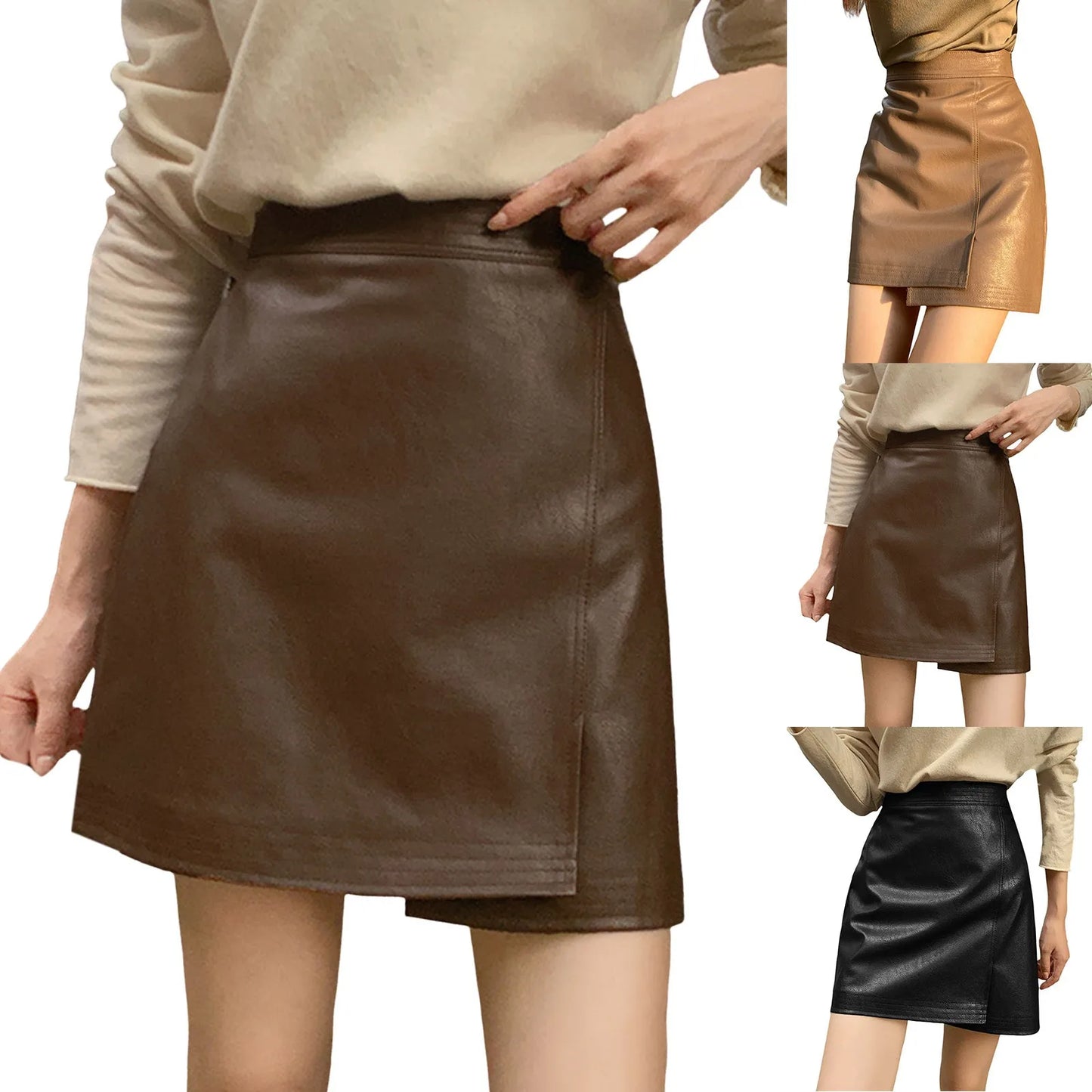 Sexy Faux Leather Mini Skirts