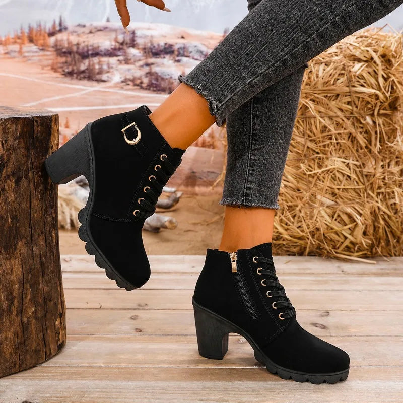 Catkamadev Winter Ankle Boots Heels