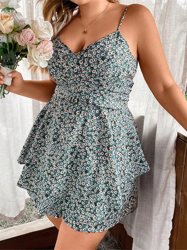 Women's Floral Print Ruffle Dress