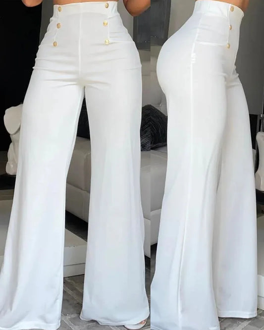 Elegant High Waist Wide Trousers