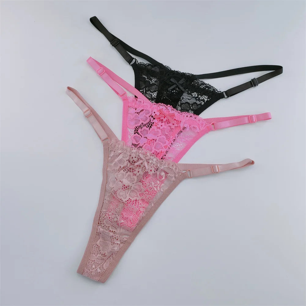 3Pcs Lace Thongs Lace