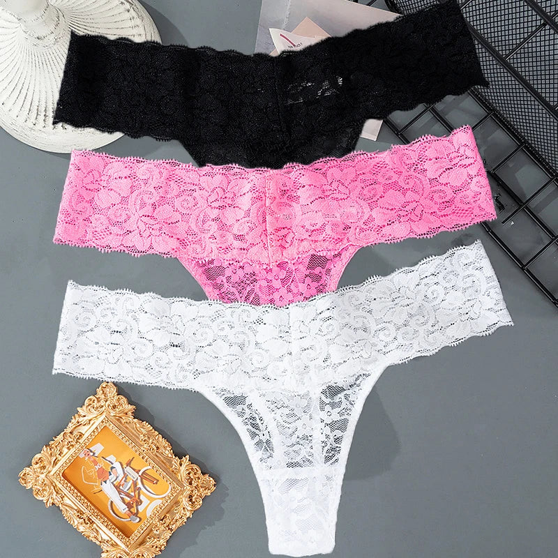 3Pcs Lace Floral Panties