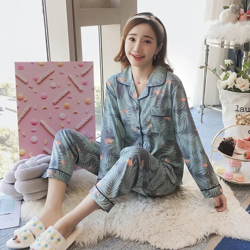 Pajamas Set V-Neck Trousers