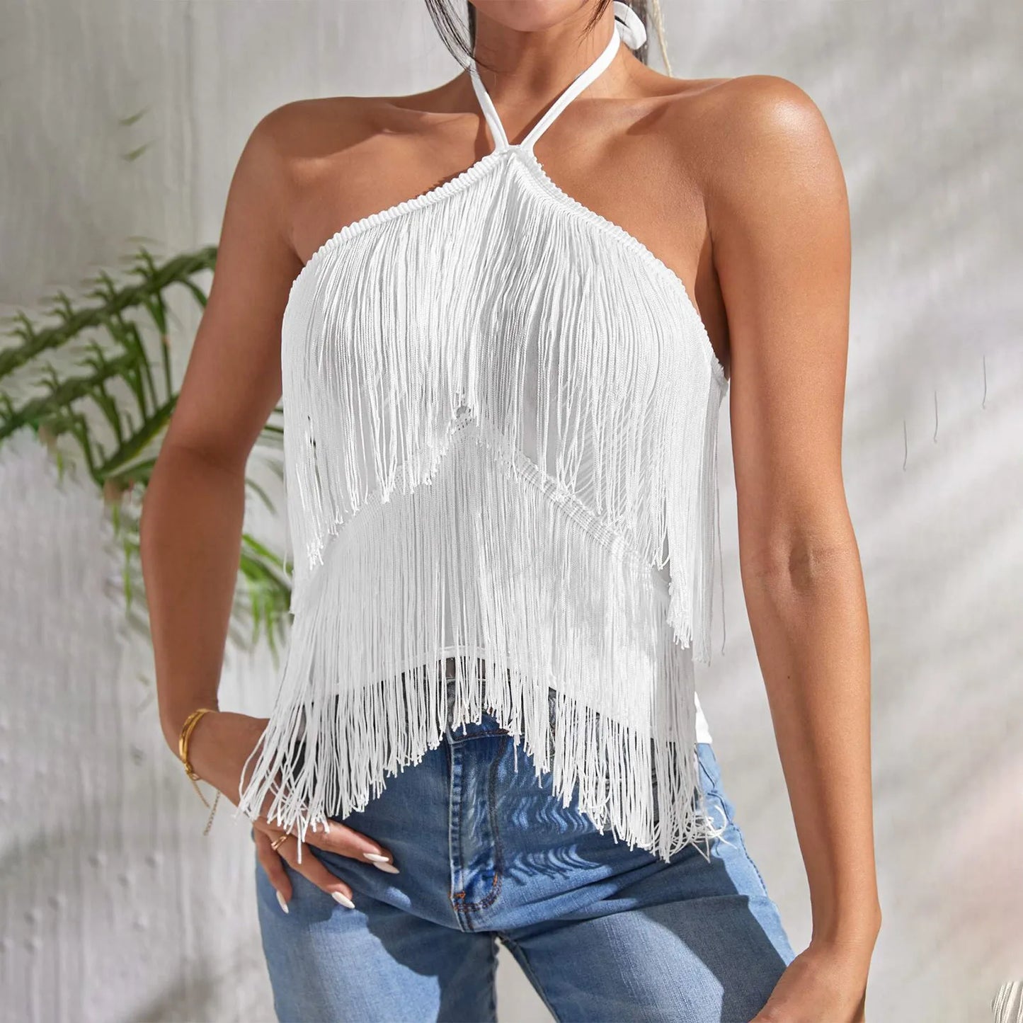 Fashion Tassel Suspender Top Women