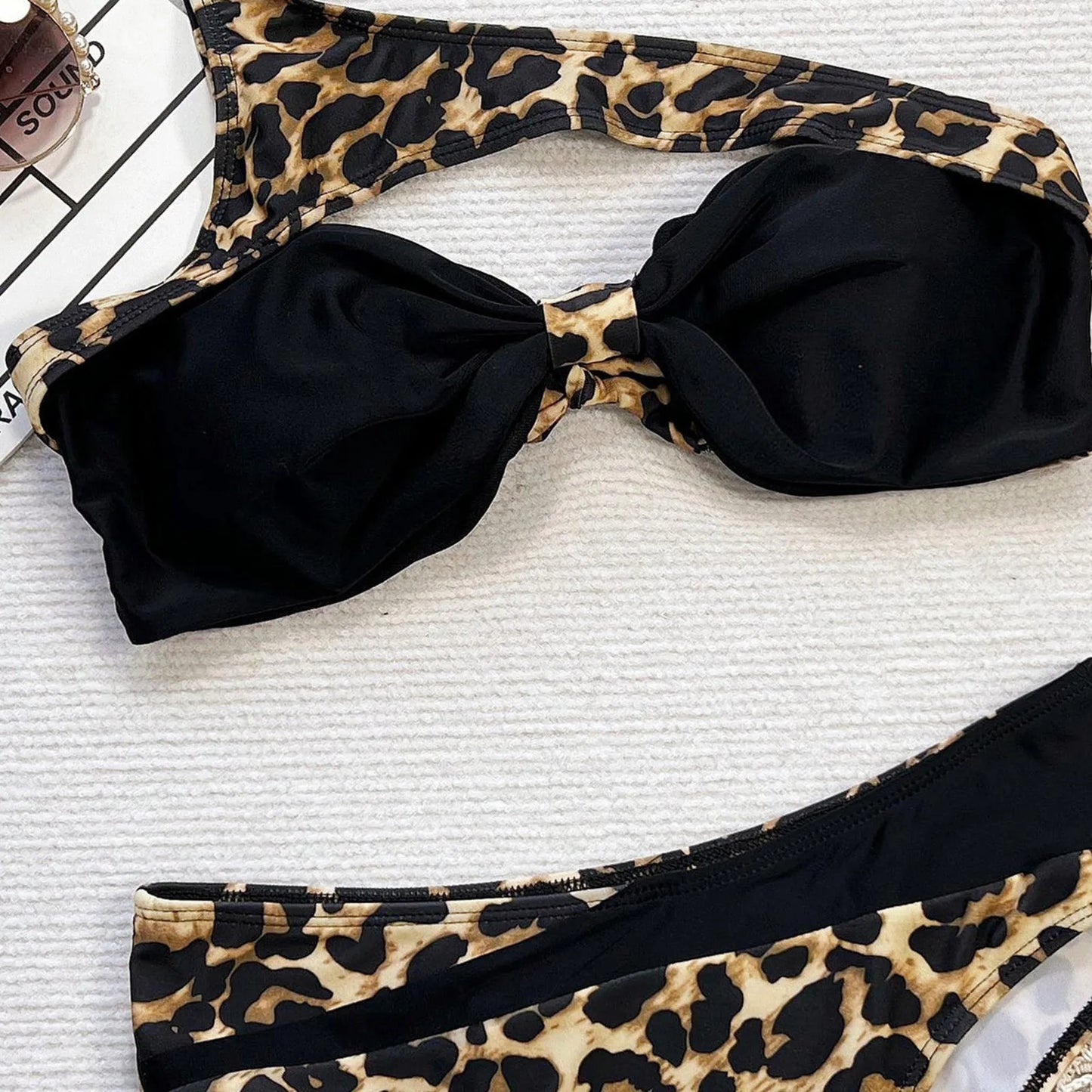 One Shoulder Leopard Bikini Women