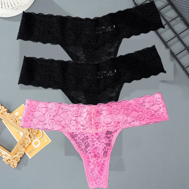 3Pcs Lace Floral Panties