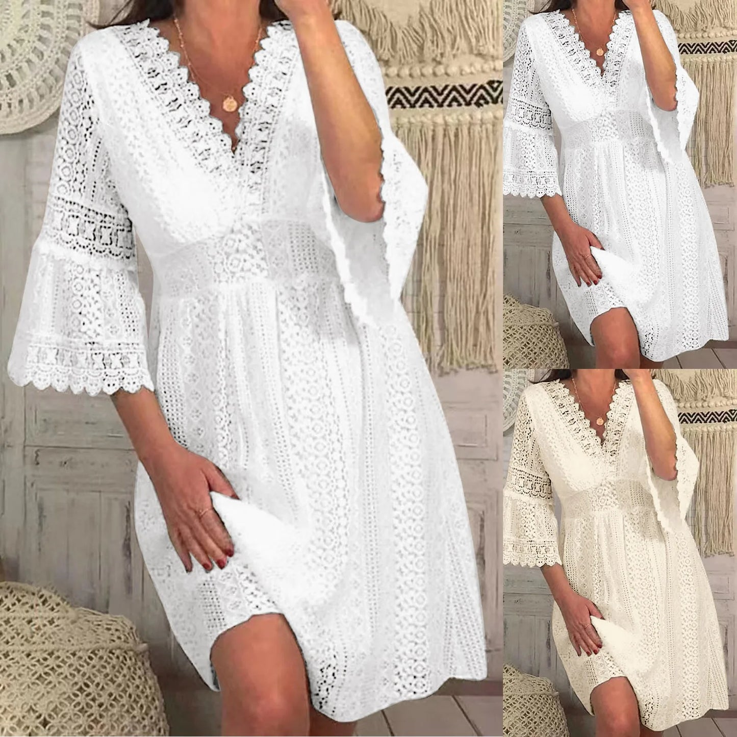 Casual Lace Mid Dress