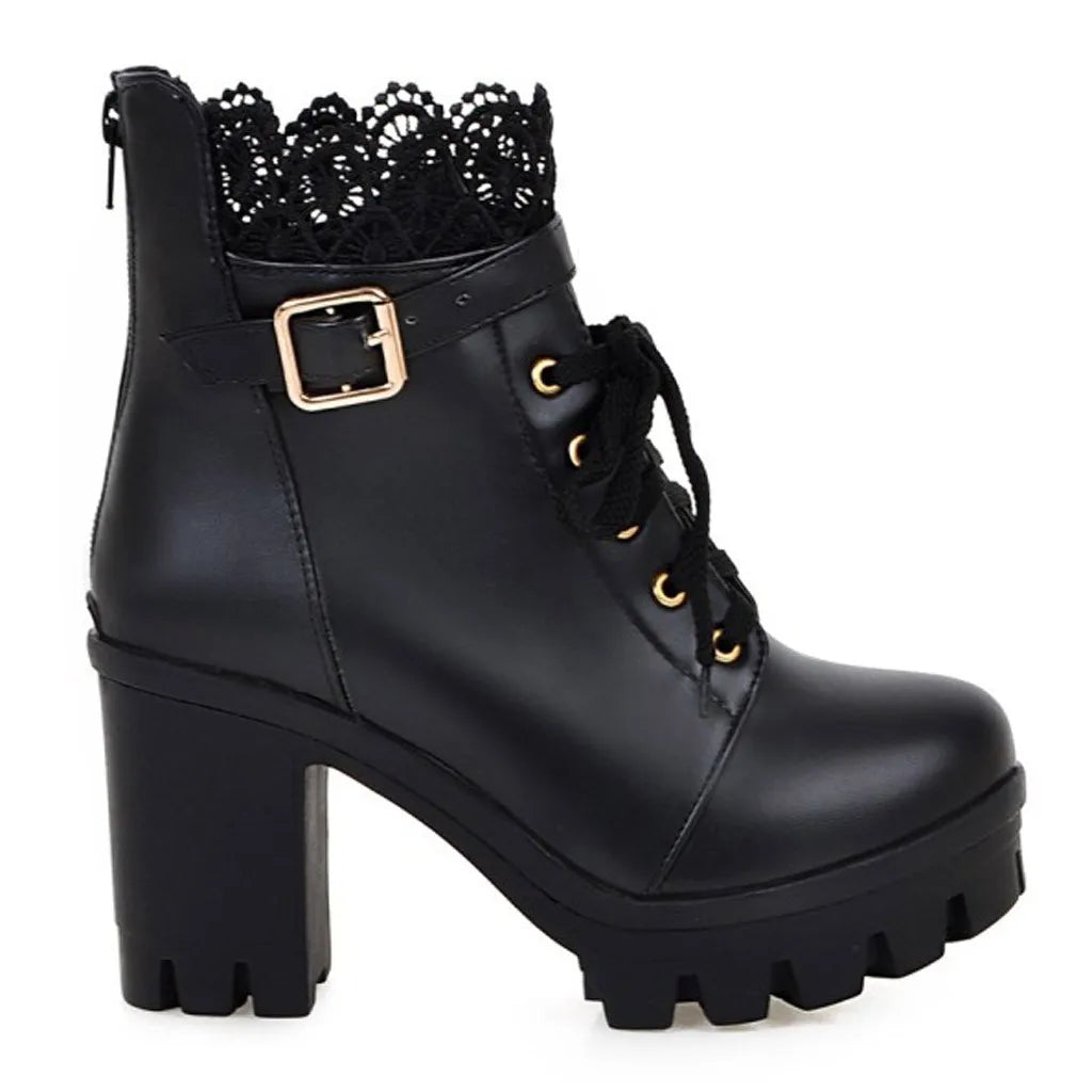 Chunky Heel Fashion Boots Solid