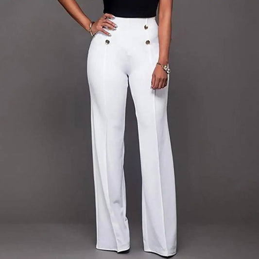 Loose Slim-Fit Solid Color Trousers