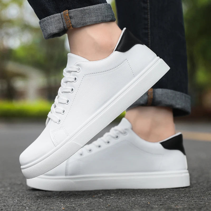 White Leather Sneakers Shoes