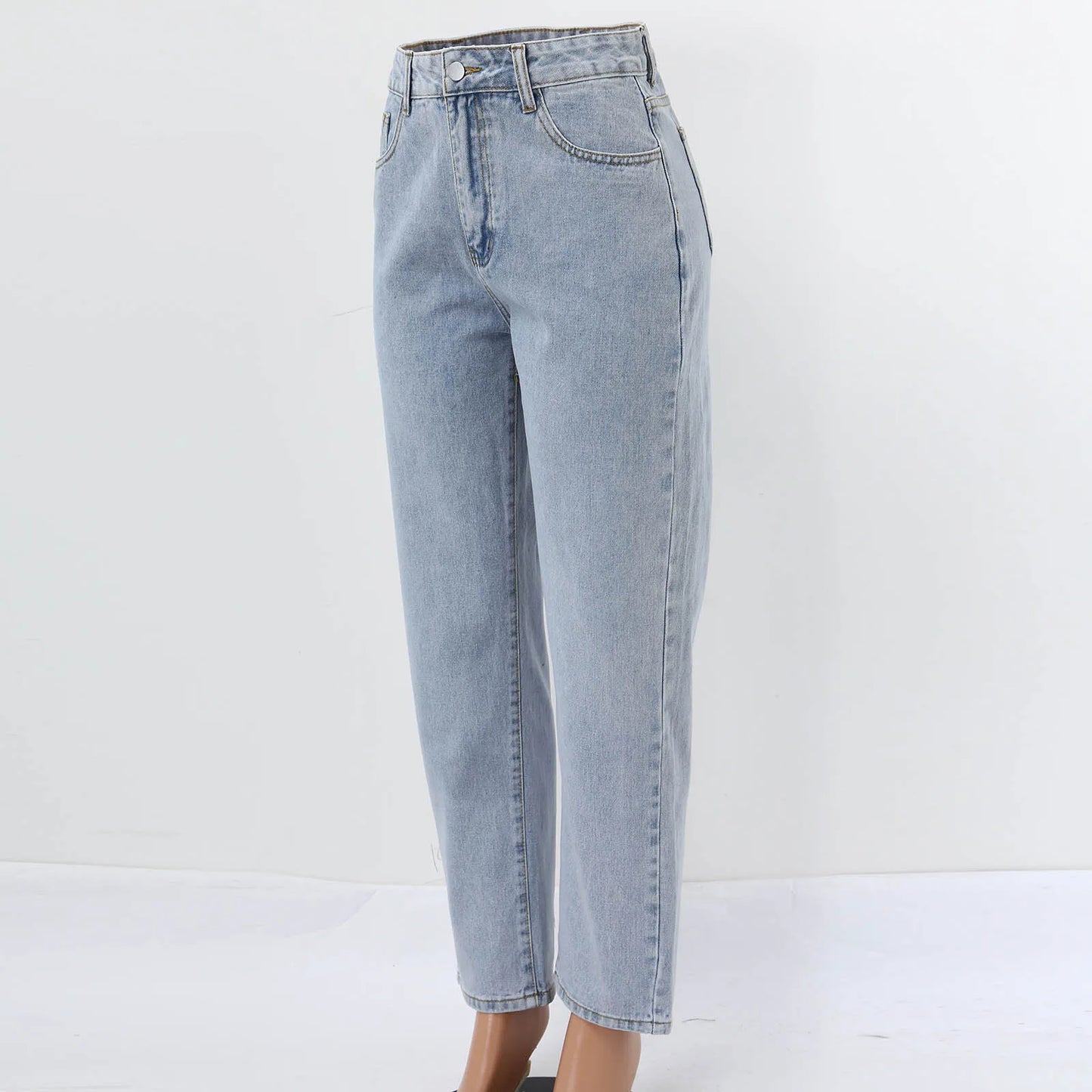 Elastic Denim Pocket Jeans Pants