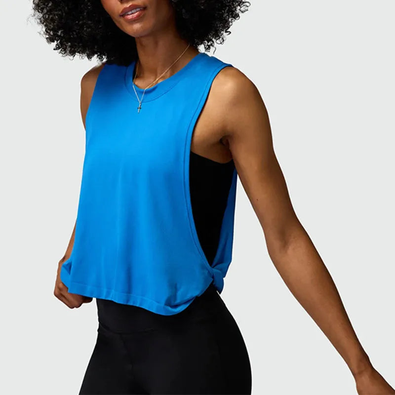 Solid Running Vest Crop Top