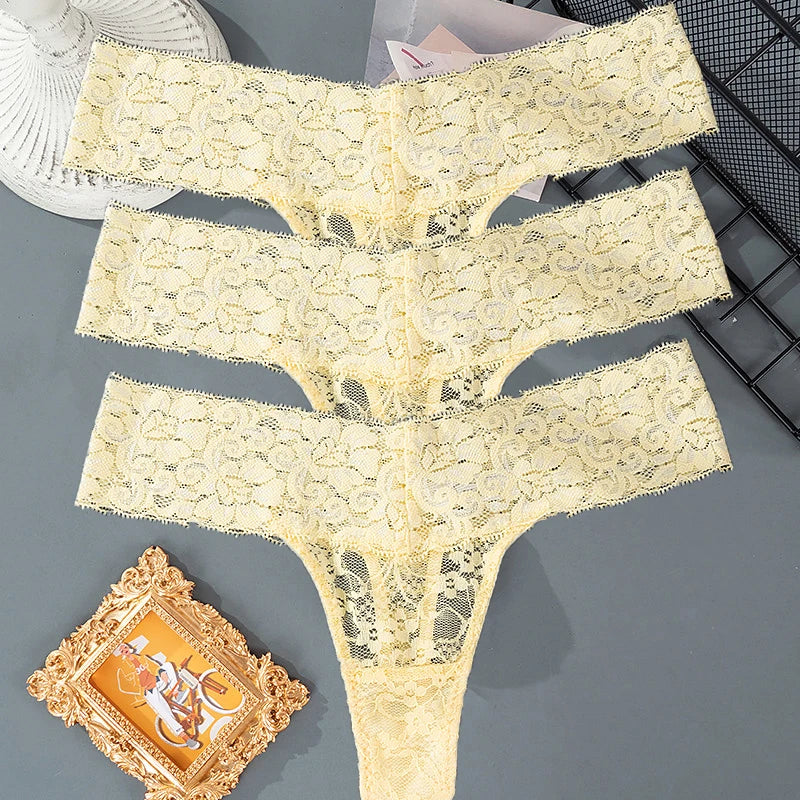 3Pcs Lace Floral Panties