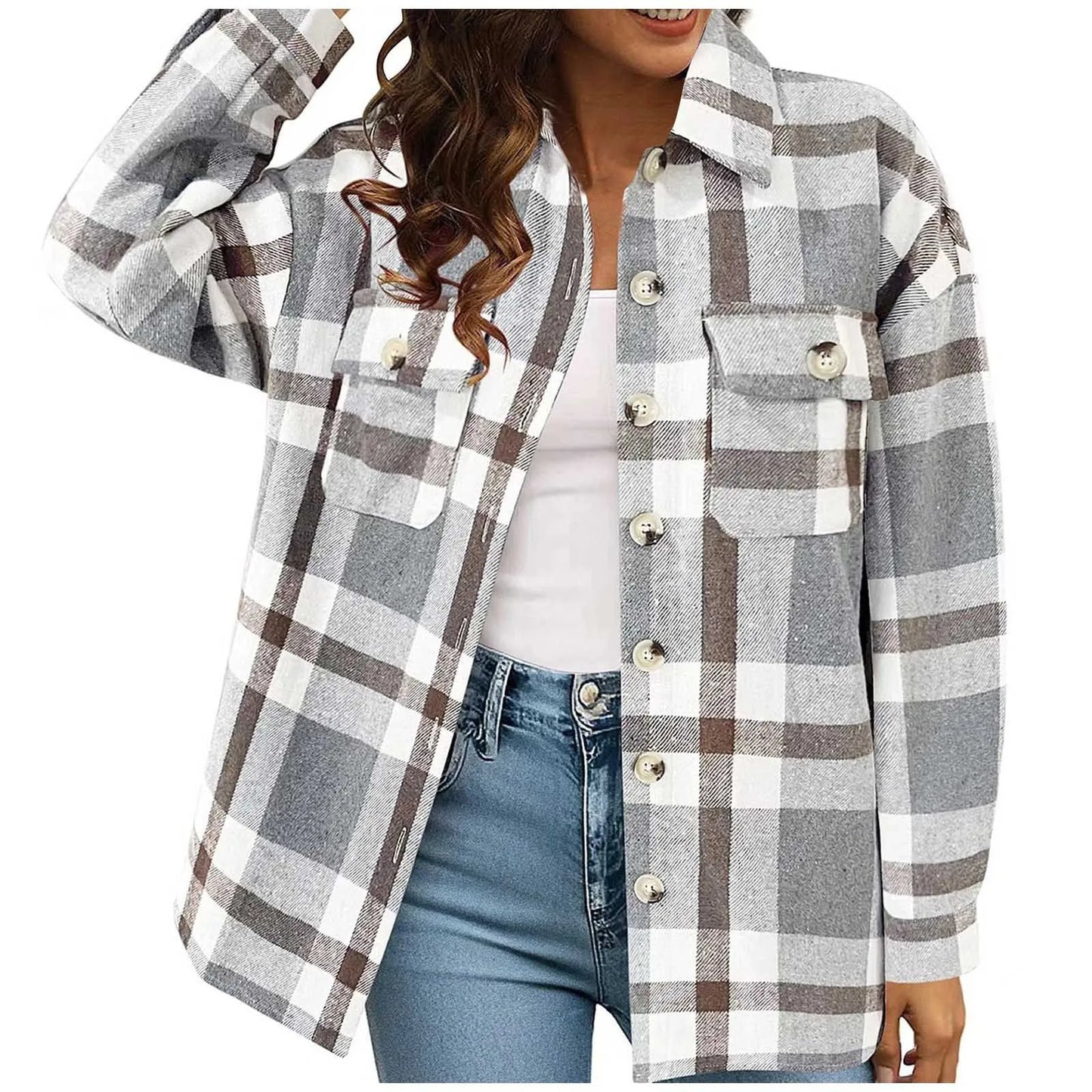 Retro Plaid Shacket Jacket