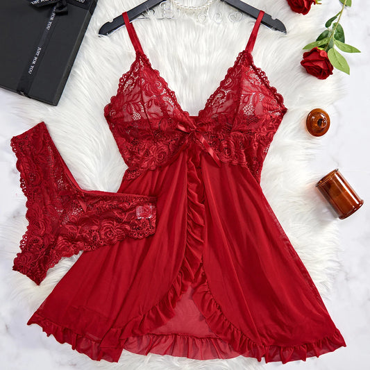 Transparent Red Sexy Lingerie Dress