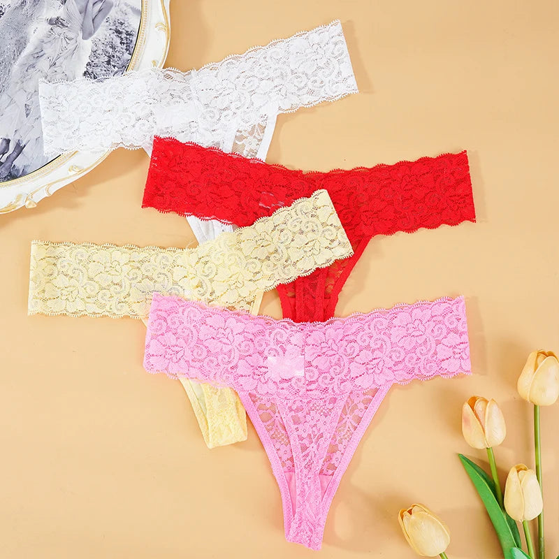 3Pcs Lace Floral Panties