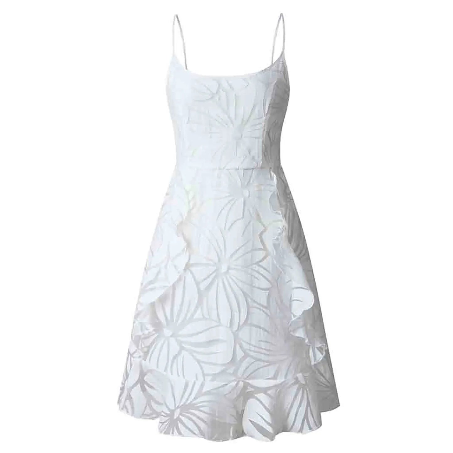 Elegant White Jacquard Holiday Party Dress