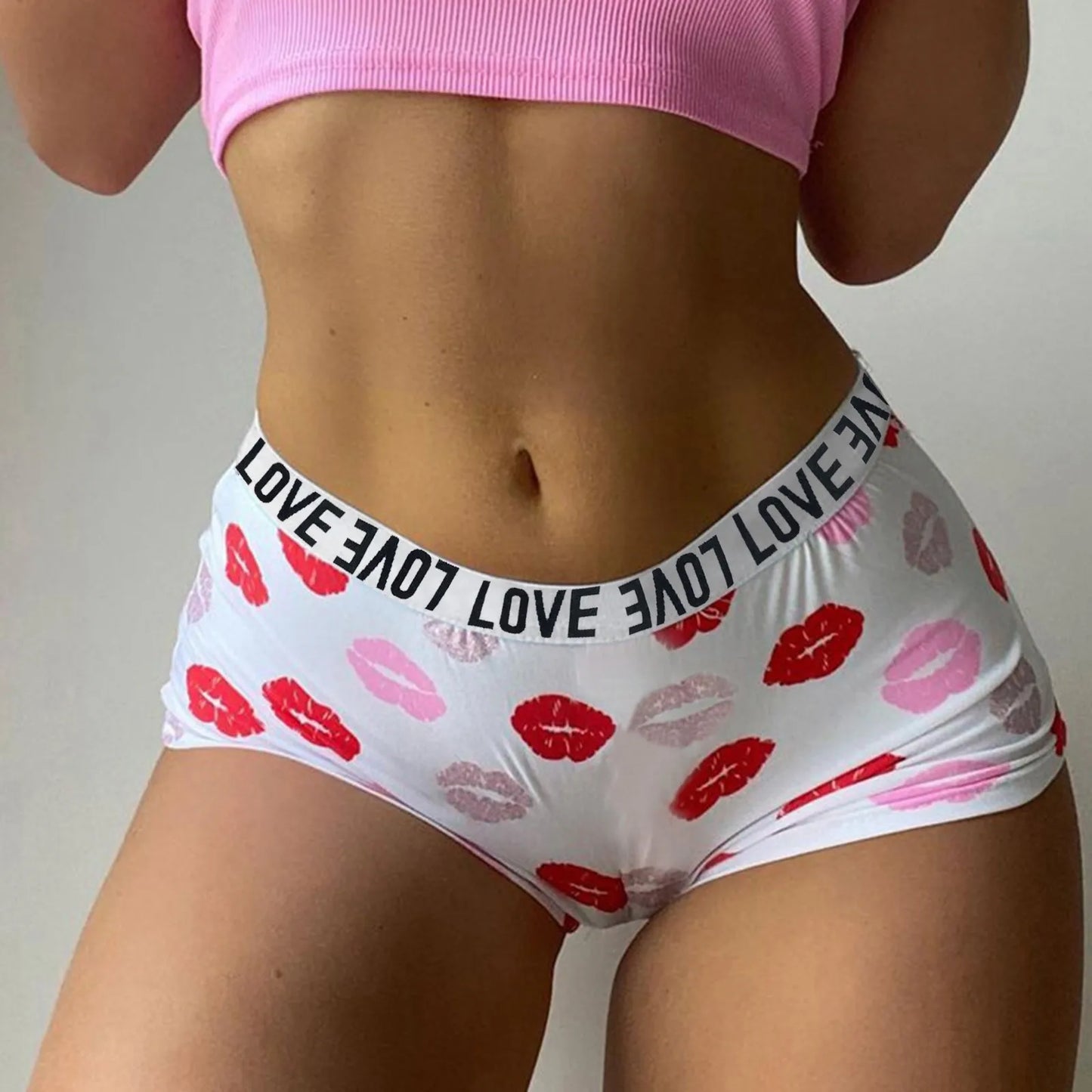 Sexy Lips Print Boxer Pants