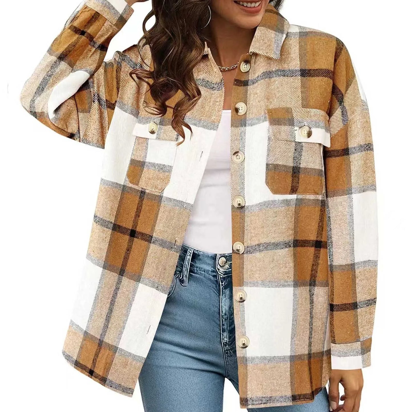 Retro Plaid Shacket Jacket