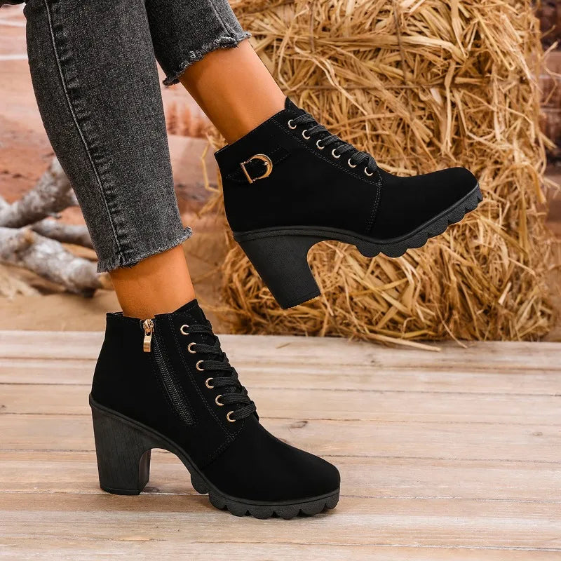 Catkamadev Winter Ankle Boots Heels