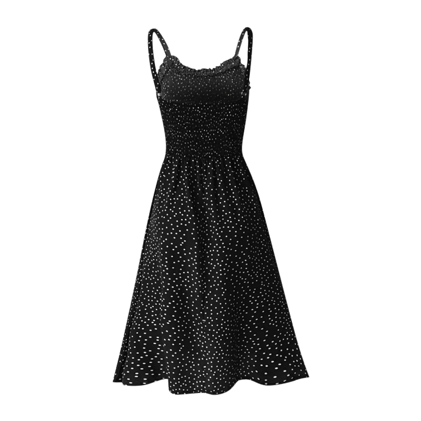 Summer Flounce Polka Dot Floral Print Dress