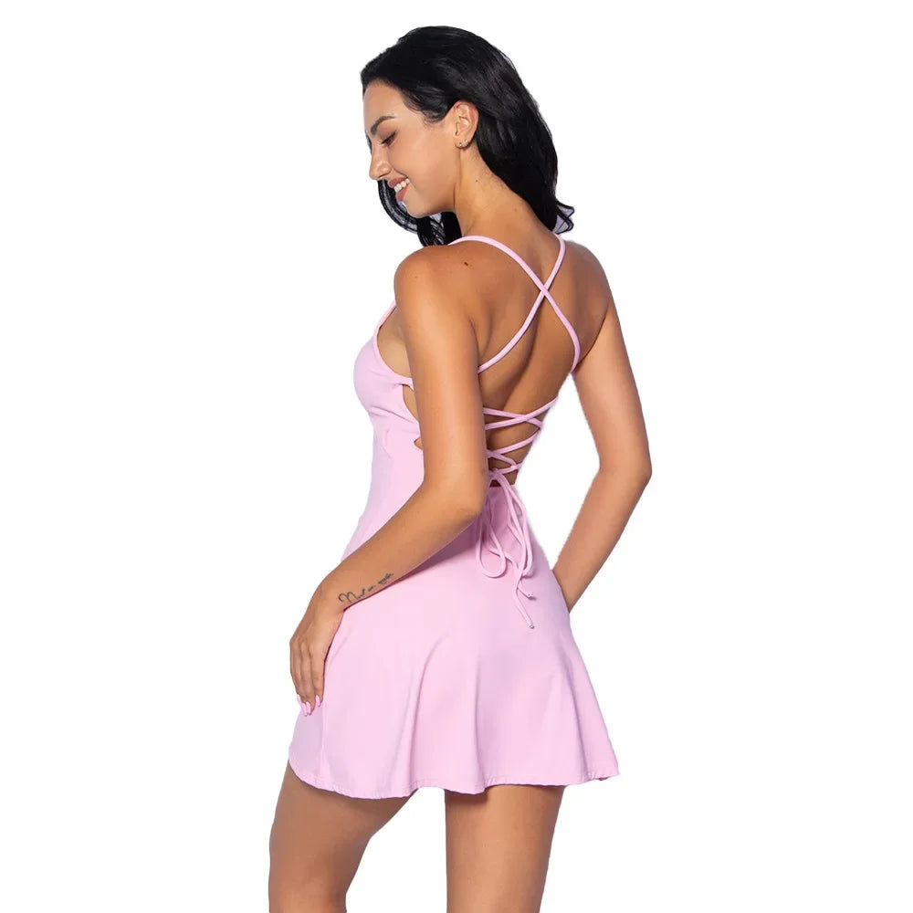 S-Xl Back Cross Tennis Dress